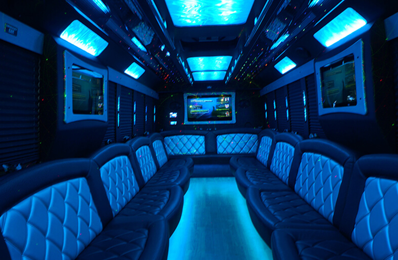 inside a limo bus